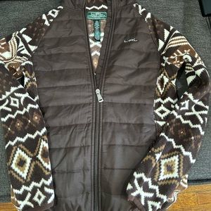 L-RL LAUREN ACTIVE Ralph Lauren Zip Up Jacket Brown Women’s Size XS
